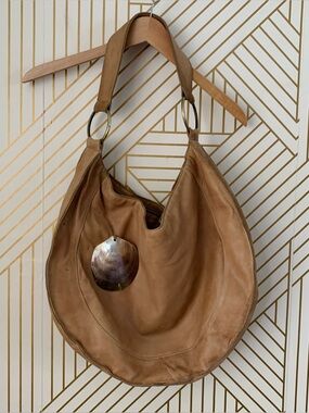 By Anthropologie Slouchy Sheep boho Leather Hobo Shoulder Tote bohemian rustic